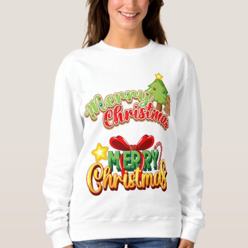 Vibrant Merry Christmas Typography _ Colorful Girl Sweatshirt