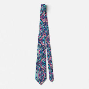 Vibrant Metallic Teal Pink Blue Gold Purple Stars Neck Tie