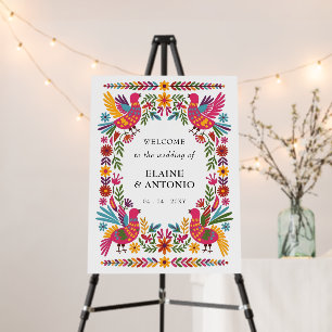 Vibrant Mexican Birds Otomi Floral Fiesta Wedding Foam Board