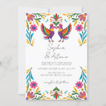Vibrant Mexican Birds Otomi Floral Fiesta Wedding Invitation