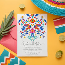 Vibrant Mexican Birds Otomi Floral Fiesta Wedding Invitation