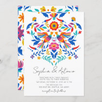 Vibrant Mexican Birds Otomi Floral Fiesta Wedding Invitation