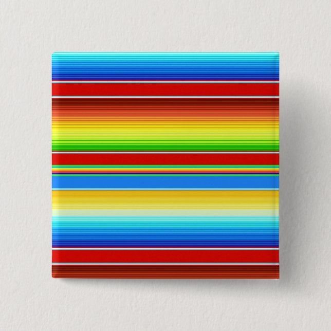 Vibrant Mexican Blanket Traditional Spanish Serape Button (Front)