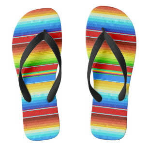 Vibrant Mexican Blanket Traditional Spanish Serape Flip Flops
