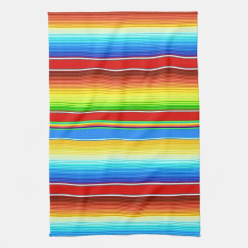 Vibrant Mexican Blanket Traditional Spanish Serape Kitchen Towel