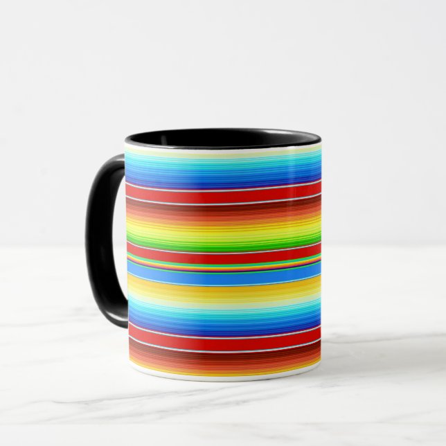 Vibrant Mexican Blanket Traditional Spanish Serape Mug (Front Left)