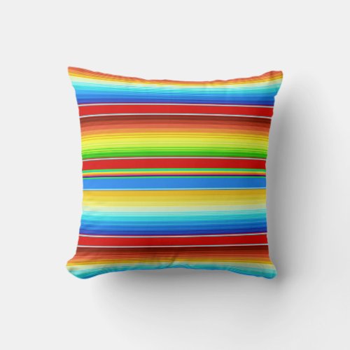 Vibrant Mexican Blanket Traditional Spanish Serape Throw Pillow