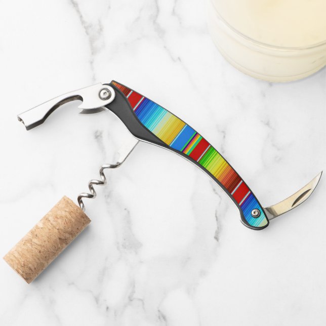 Vibrant Mexican Blanket Traditional Spanish Serape Waiter's Corkscrew (Front)