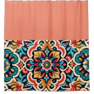 Vibrant Mexican Cantaro Design Shower Curtain