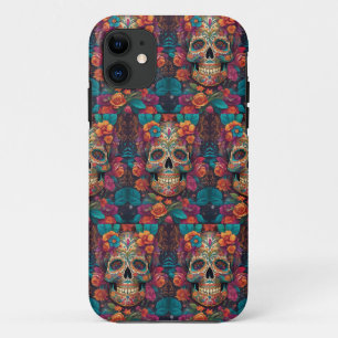 Vibrant Mexican Celebration: Sugar Skull Art iPhone 11 Case