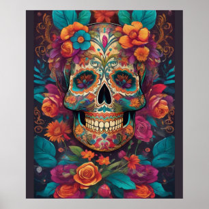 Vibrant Mexican Celebration: Sugar Skull Art Poster