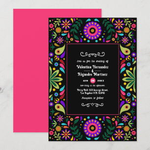 Vibrant Mexican Fiesta Floral Wedding Invitation