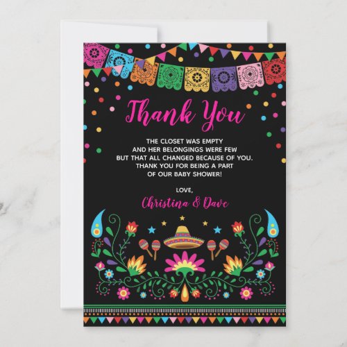 Vibrant Mexican Fiesta Nacho Average Baby Shower Thank You Card