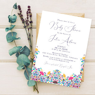 Vibrant Mexican Fiesta Rainbow Baby Shower Invitation