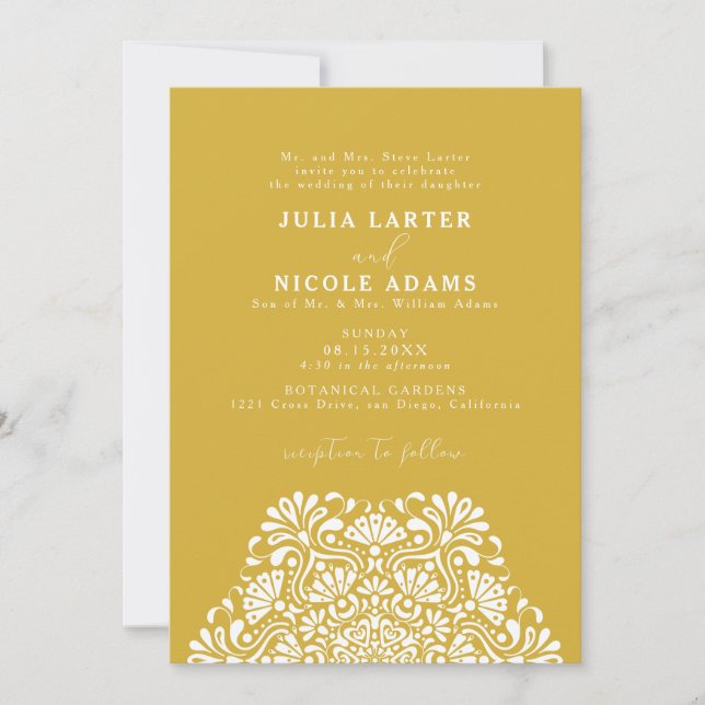 Vibrant Mexican Fiesta Rainbow Mandala Wedding Invitation (Front)