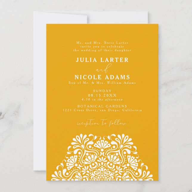 Vibrant Mexican Fiesta Rainbow Mandala Wedding Invitation (Front)