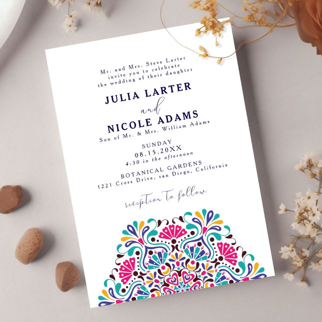 Vibrant Mexican Fiesta Rainbow Mandala Wedding Invitation (Creator Uploaded)
