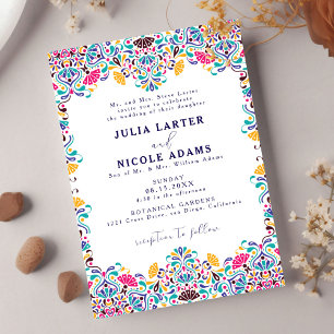 Vibrant Mexican Fiesta Rainbow Photo Wedding  Invitation