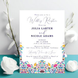 Vibrant Mexican Fiesta Rainbow Wedding Reception Invitation