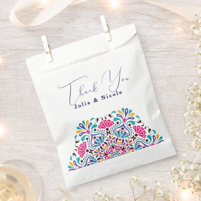 Vibrant Mexican Fiesta Style Rainbow Wedding Favor Bag (Clipped)