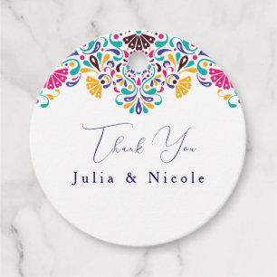 Vibrant Mexican Fiesta Style Rainbow Wedding Favor Tags