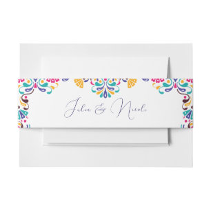 Vibrant Mexican Fiesta Style Rainbow Wedding Invitation Belly Band