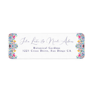 Vibrant Mexican Fiesta Style Rainbow Wedding Label