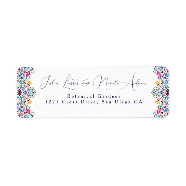 Vibrant Mexican Fiesta Style Rainbow Wedding Label (Front)