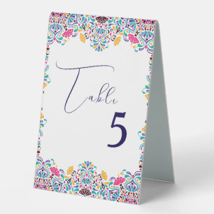 Vibrant Mexican Fiesta Style Rainbow Wedding Table Tent