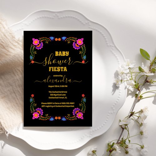 Vibrant Mexican Floral Fiesta Baby Shower Girl Invitation