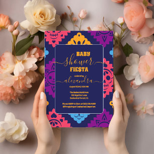 Vibrant Mexican Floral Fiesta Baby Shower Girl Invitation