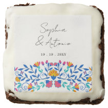 Vibrant Mexican Floral Fiesta Wedding Brownie