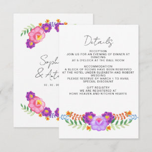 Vibrant Mexican Floral Fiesta Wedding Enclosure Card