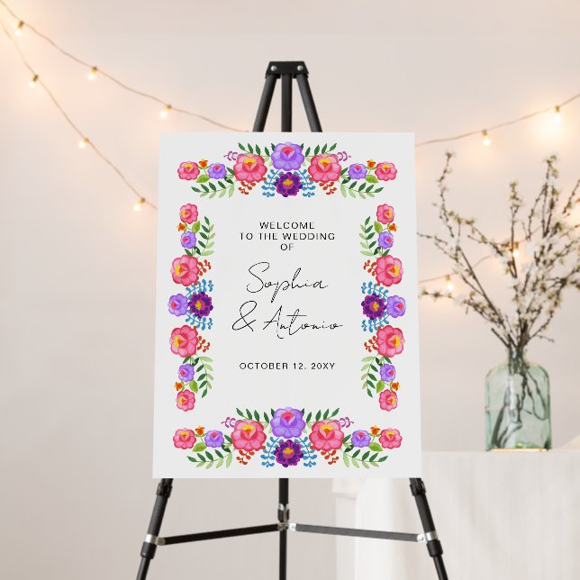 Vibrant Mexican Floral Fiesta Wedding Foam Board (In Situ (Stand))