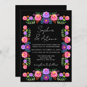 Vibrant Mexican Floral Fiesta Wedding Invitation