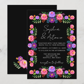 Vibrant Mexican Floral Fiesta Wedding Invitation
