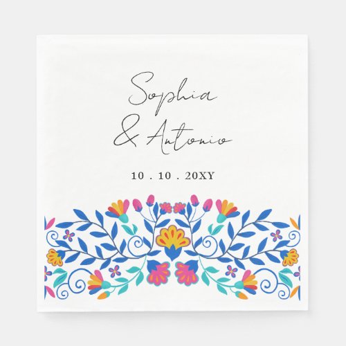 Vibrant Mexican Floral Fiesta Wedding Napkins