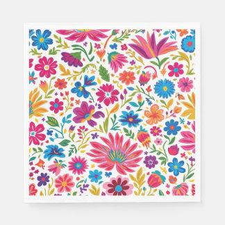 Vibrant Mexican Floral Fiesta Wedding Napkins