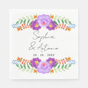 Vibrant Mexican Floral Fiesta Wedding Napkins