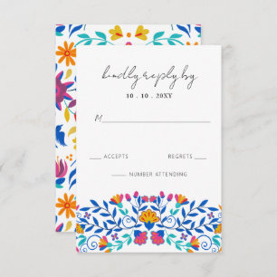 Vibrant Mexican Floral Fiesta Wedding RSVP Card