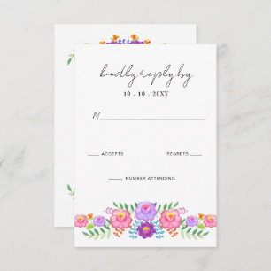 Vibrant Mexican Floral Fiesta Wedding RSVP Card