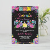 Vibrant Mexican Floral Señorita Baby Shower Girl  Invitation (Standing Front)