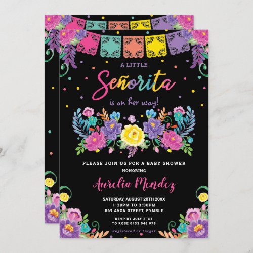 Vibrant Mexican Floral Seorita Baby Shower Girl  Invitation