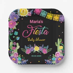 Vibrant Mexican Flowers Floral Fiesta Baby Shower Paper Plates