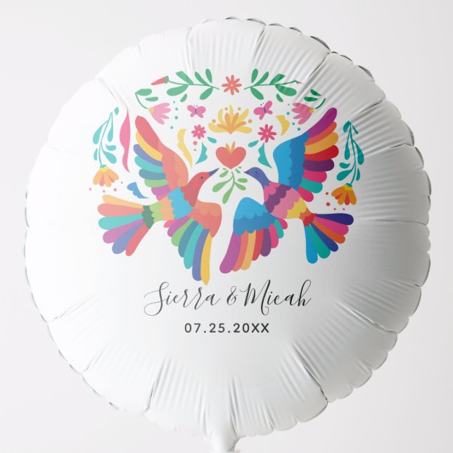 Vibrant Mexican Inspired Birds and Floral Balloon (Front)