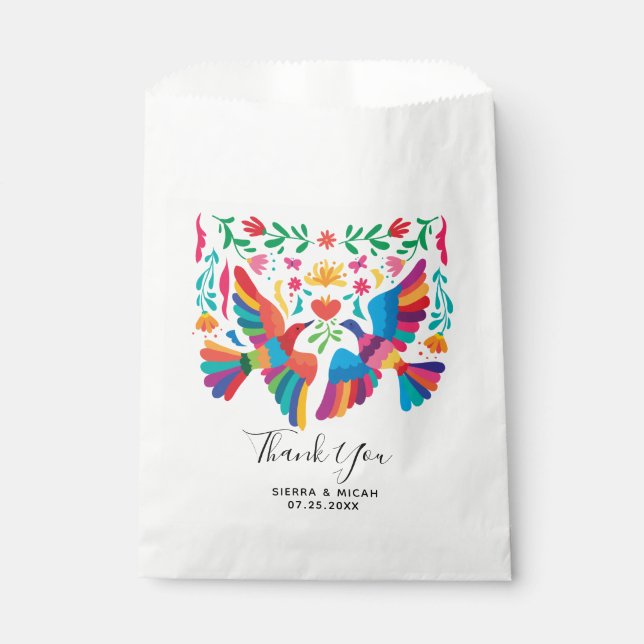 Vibrant Mexican Inspired Birds and Floral Favor Bag (Front)
