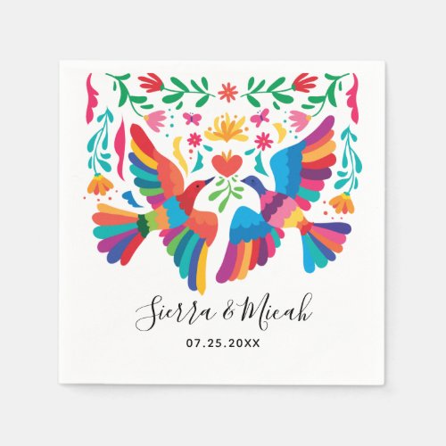 Vibrant Mexican Inspired Birds and Floral Napkins