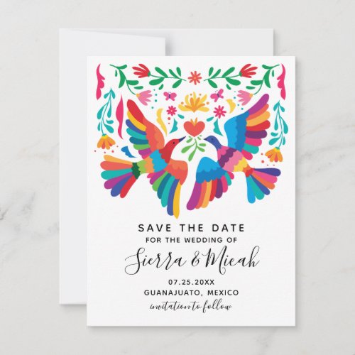 Vibrant Mexican Inspired Birds and Floral Save The Date