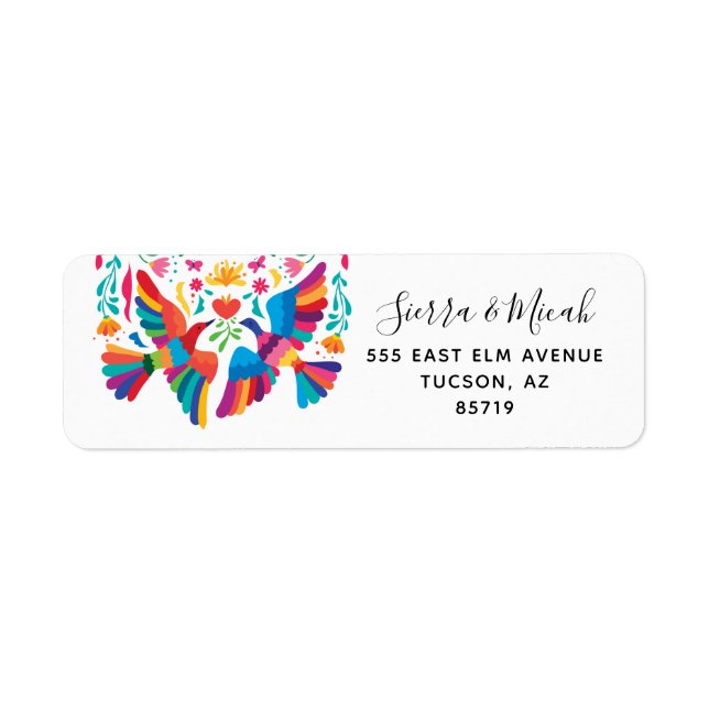 Vibrant Mexican Inspired Birds Return Address Label (Front)