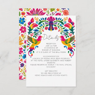 Vibrant Mexican Otomi Birds Floral Fiesta Wedding Enclosure Card